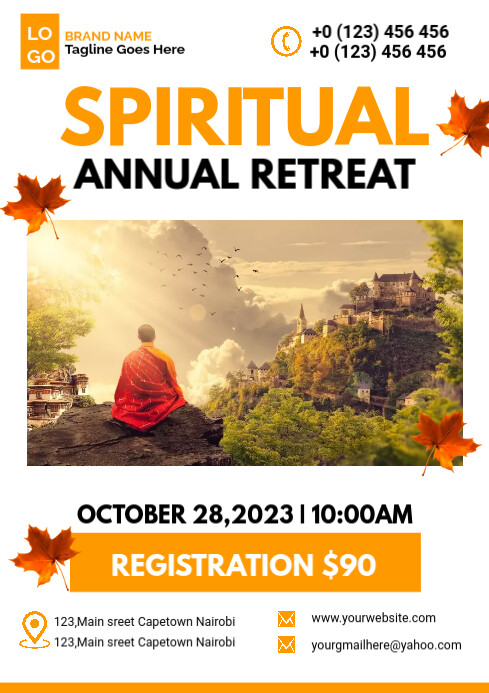 spiritual retreat flyer template A3