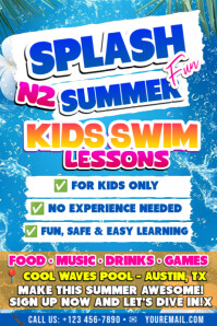 SPLASH INTO SUMMER: KIDS SWIM LESSONS Affiche template