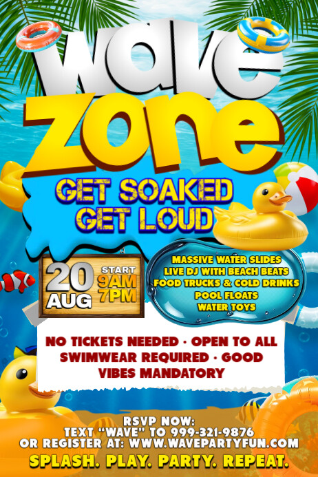 SPLASH WAVE SUMMER POOL BASH 海报 template