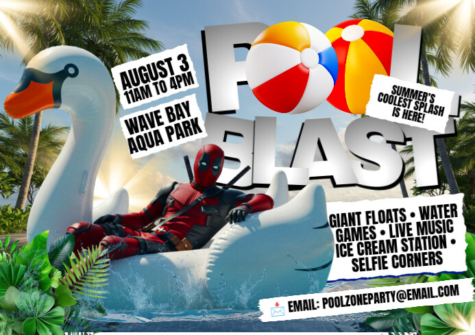 Splash. Chill. Repeat: Pool Blast Template | PosterMyWall
