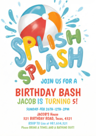 Splish Splash Birthday Invitation A6 template