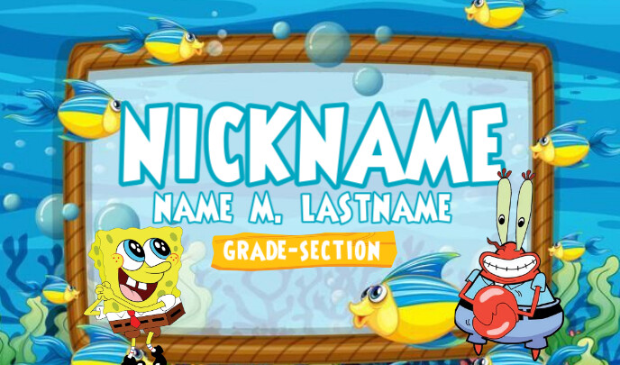 Sponge Bob Cartonize Name Тег template