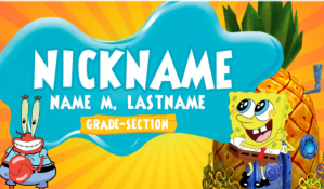 Blue Cartoon Character Name Tag Etykietka doczepna Template