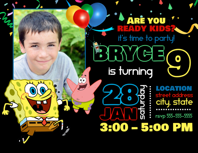 Spongebob Birthday Invitation Volantino (US Letter) template