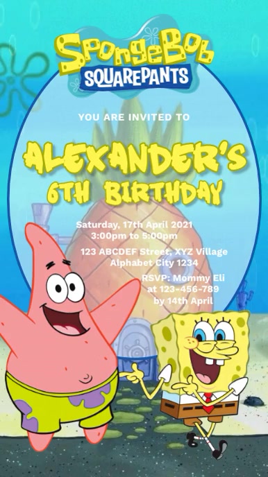Spongebob Birthday Invitation Template | PosterMyWall