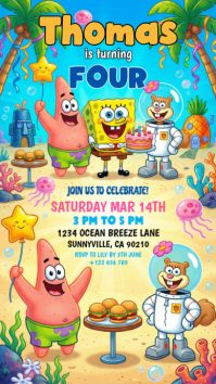 Spongebob Birthday Invitation Instagram Story template