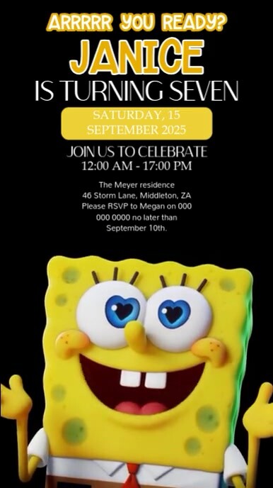 spongebob birthday party event design template Instagram 快拍