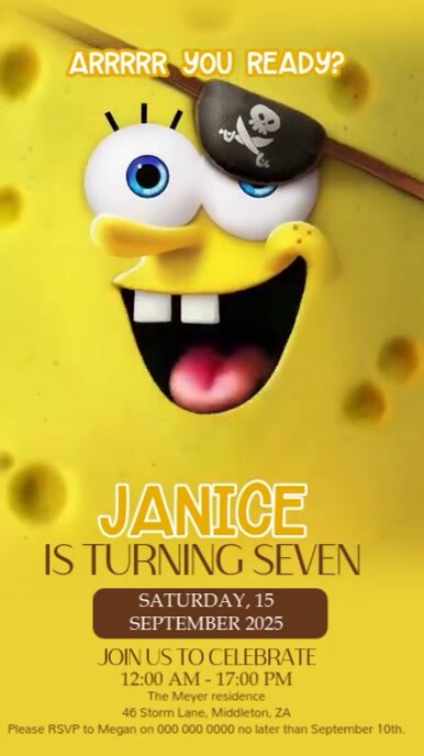spongebob birthday party event design template Instagram Story