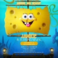 Spongebob birthday party event design template Cuadrado (1:1)