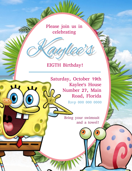 Spongebob Birthday Party Invitation Template Postermywall
