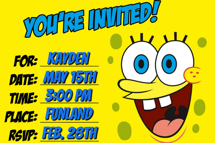 Spongebob Invitation Template Postermywall