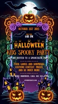 สีดำ Halloween Party Invitation Digitalt display Template