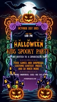 Spooktacular Kids Halloween Party Video Template  Digital Display (9:16)