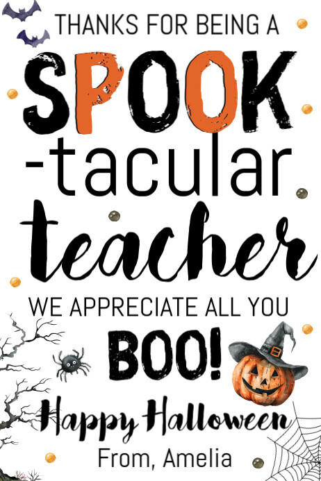Spooktacular Teacher Halloween Gift Tag Banner 4' × 6' template