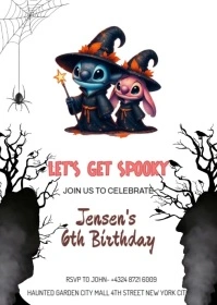 spooky birthday invitation template A6