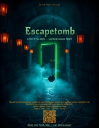 Spooky Escape Room Night Flyer Design Template 2025 Volante (Carta US)