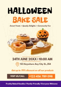 Spooky Halloween Bake Sale Poster – Fall Treats & Fundraiser Template A4