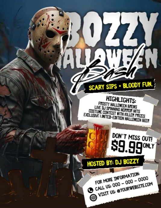 Spooky Halloween Bash, Don't Miss! Flyer (US Letter) template