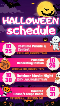 Spooky Halloween Event Schedule Instagram Story template