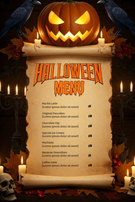 Plantilla de Spooky Halloween Menu Template | PosterMyWall