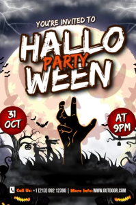 Spooky Halloween Night Party Flyer Cartaz template