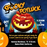 Spooky Halloween Potluck Video Ad Quadrato (1:1) template