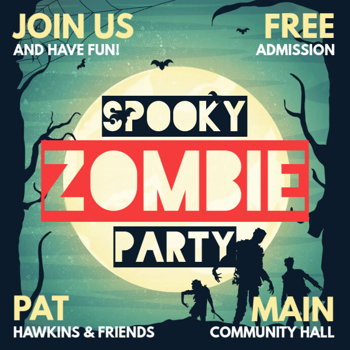 Gespenstische Halloween Zombie Party Social Media Einladung Vorlage Postermywall