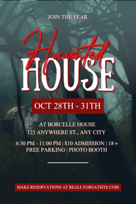 Spooky Haunted House Templat | PosterMyWall