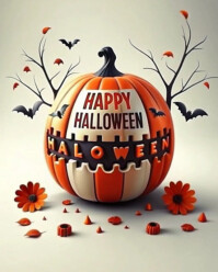 Spooky pumpkin Halloween greeting Instagram Portrait template