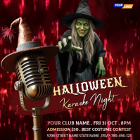 Spooky Scary Halloween Karaoke Night Video Ad Square (1:1) template