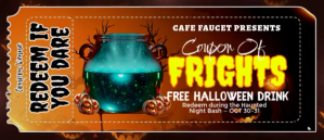 Black Halloween Drink Coupon Envelopes Template
