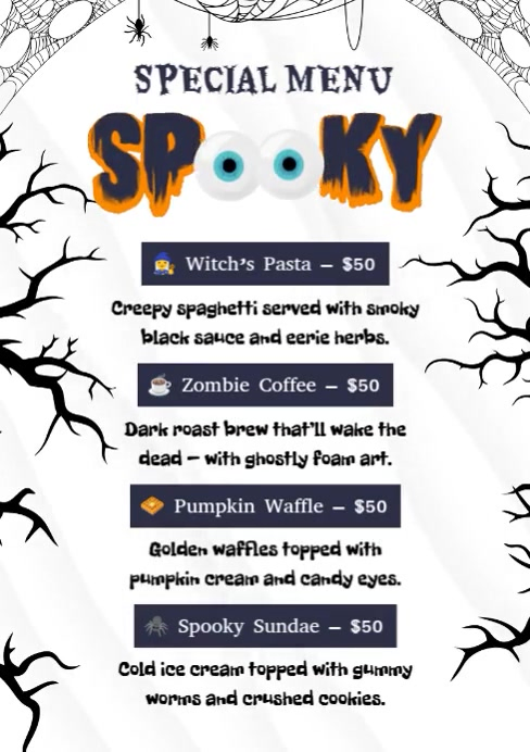 Spooky Special Menu List Template | PosterMyWall