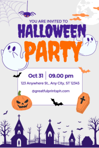 Hvid Halloween Party Poster Template