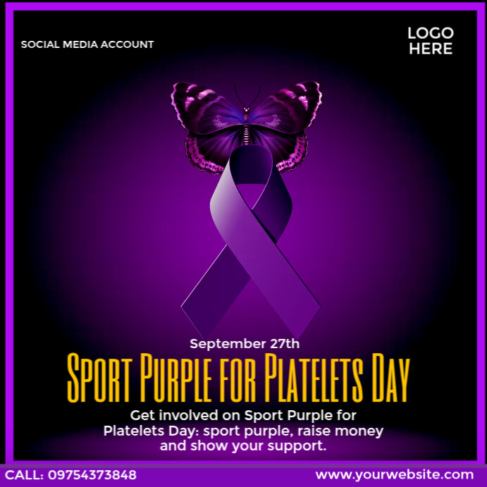 Sport Purple for Platelets Day Template PosterMyWall