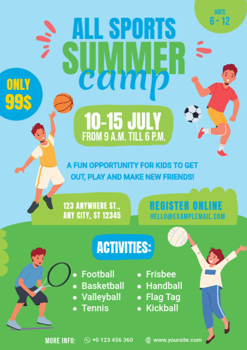 Sport Summer Camp Flyer Template | PosterMyWall