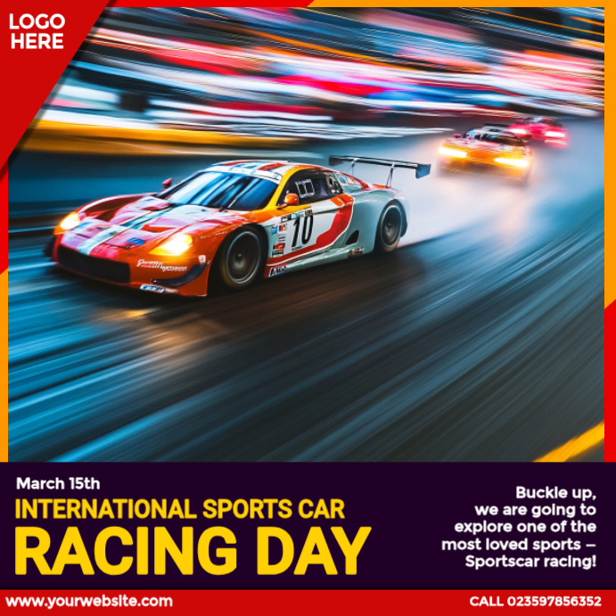 Plantilla de Sports Car Racing Day | PosterMyWall