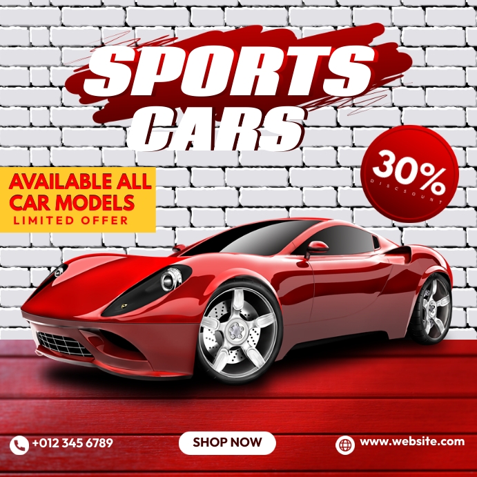 Sports Cars For Sale Publicação no Instagram template