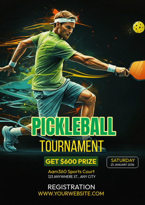 Sports match day invitation Pickleball event announcement Template ...