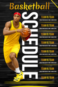 Black Basketball Schedule Poster Template