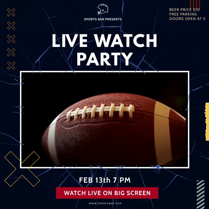 Sports Super bowl Slideshow Template Square (1:1)