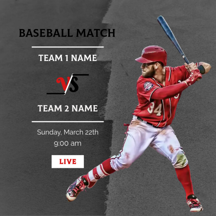 Sports team baseball match day flyer Template | PosterMyWall