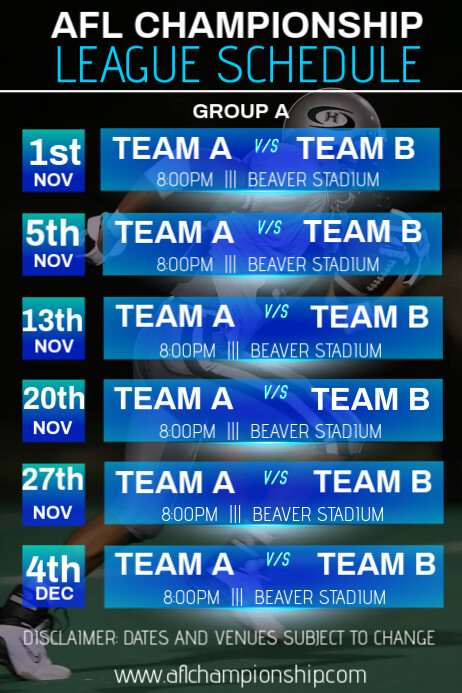 Sports Team Schedule Poster Template PosterMyWall Sports Team Schedule Poster Template PosterMyWall