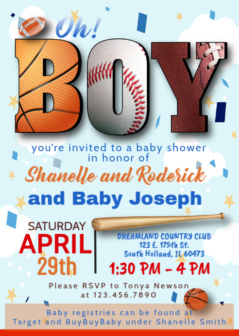 Sports Themed Baby Shower Modelo Postermywall Sports Themed Baby Shower Modelo Postermywall