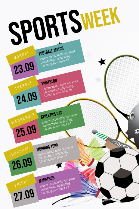 Sports Week Flyer Schedule Template | PosterMyWall