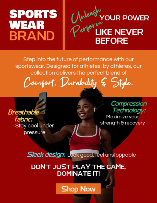 Sportswear/Athleisure Fashion Brand Flyer (US Letter) template