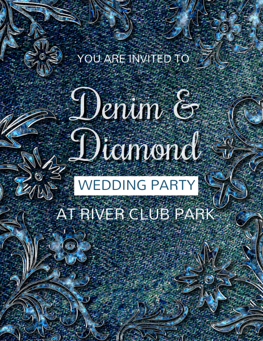 Denim and diamonds,event,wedding Flyer (US Letter) template