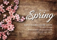 spring, event,spring card Postal template
