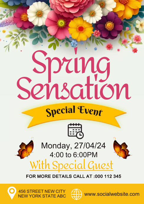 spring, event, first day of spring A5 template