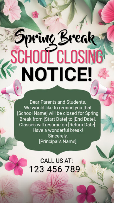 spring, event,spring card,school announcement เรื่องราวบน Instagram template