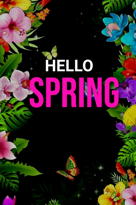 Spring, hello spring, spring party โปสเตอร์ template